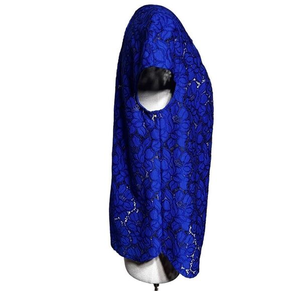 J. Crew NWT Short Sleeve Lace Blouse Top Cobalt Blue Size 8 - Picture 3 of 4